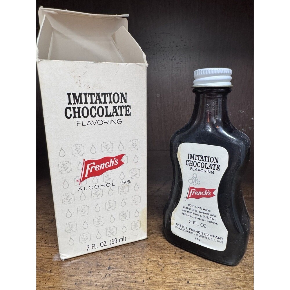 French's Imitation Chocolate Flavoring 2 fl oz Glass Bottle with Box